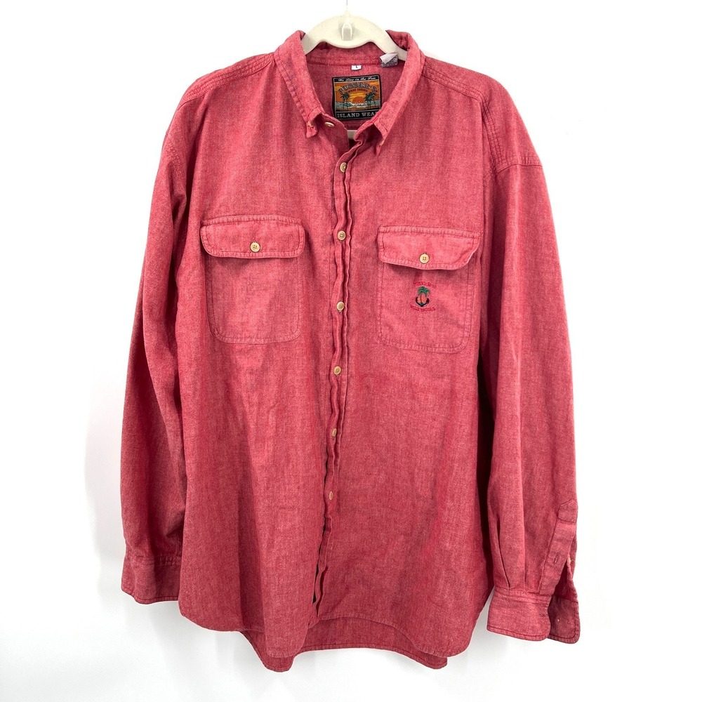 Pusser's West Indies island Nantucket red New England old money preppy shirt L